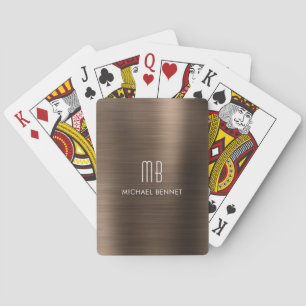 Elegant Brown Monogram Pokerkaarten