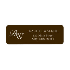 Elegant Brown Monogram Return Address Etiket