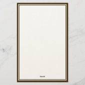 Elegant Brown Monogram Two Border Briefpapier (Achterkant)