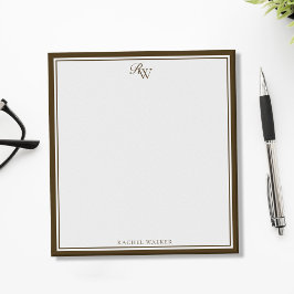 Elegant Brown Monogram Two Border Notitieblok