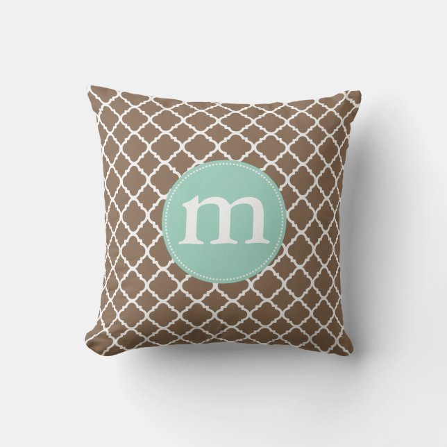 Elegant Brown Moroccan Quatrefoil gepersonaliseerd Kussen (Voorkant)