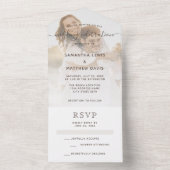 Elegant Brown Neutral Couple Photo Wedding All In One Uitnodiging (Binnen)
