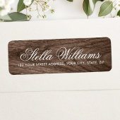 Elegant brown oak wood grain calligraphy script etiket