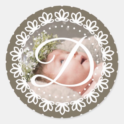 Elegant brown op foto verjaardagsfeestje ronde sticker (Voorkant)