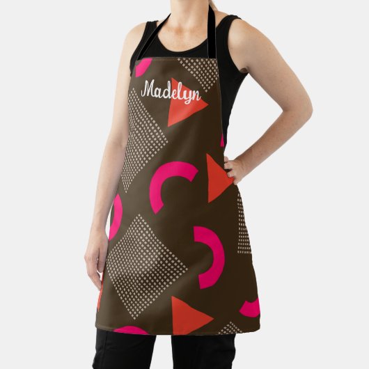 Elegant Brown Orange Geometric Personalized Name  Schort (Insitu)