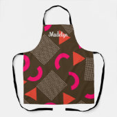 Elegant Brown Orange Geometric Personalized Name Schort (Voorkant)