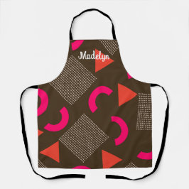 Elegant Brown Orange Geometric Personalized Name  Schort