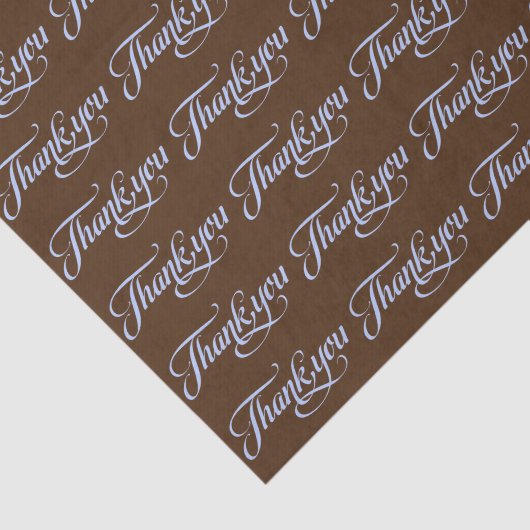 Elegant Brown & Pastel Blue Hartelijk dank Tissuepapier (Detail)