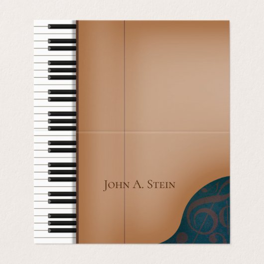 Elegant Brown Piano Musician & Music Industry Visitekaartje (Buitenkant ongevouwen)