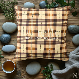Elegant Brown Plaid | Aangepast rustiek thuisaccen Kussen
