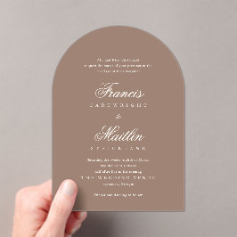 Elegant Brown Romantic Wedding Acryl Uitnodigingen