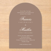 Elegant Brown Romantic Wedding Acryl Uitnodigingen (Voorkant)
