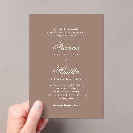 Elegant Brown Romantic Wedding Acryl Uitnodigingen