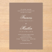 Elegant Brown Romantic Wedding Acryl Uitnodigingen (Voorkant)