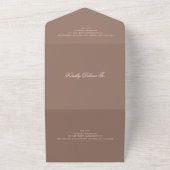 Elegant Brown Romantic Wedding All In One Uitnodiging (Buitenkant)
