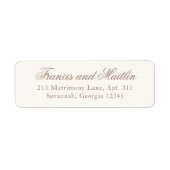 Elegant Brown Romantic Wedding Etiket (Voorkant)