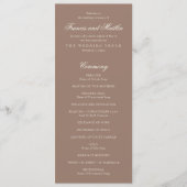 Elegant Brown Romantic Wedding Programmakaart (Voorkant)