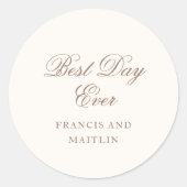 Elegant Brown Romantic Wedding Ronde Sticker (Voorkant)