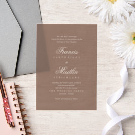 Elegant Brown Romantic Wedding Vellum Uitnodigingen