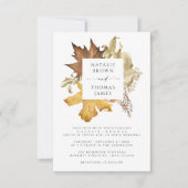 Elegant Brown Rustic Autumn Leaves Fall Wedding Kaart (Voorkant)