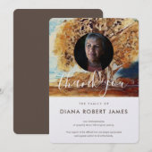 Elegant Brown Rustic Autumn Trees Foto Sympathie Bedankkaart (Voorkant / Achterkant)