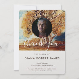 Elegant Brown Rustic Autumn Trees Foto Sympathie Bedankkaart