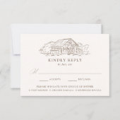 Elegant Brown Rustic Barn Wedding Meal Choice RSVP Kaartje (Voorkant)