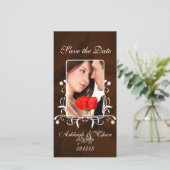 Elegant Brown Satin bewaart de datumUw foto Save The Date (Staand voorkant)