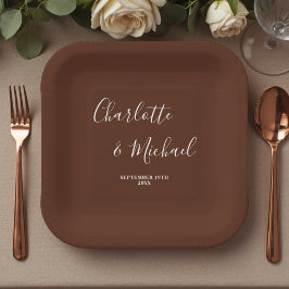 Elegant Brown Script Minimalist Wedding Papieren Bordje
