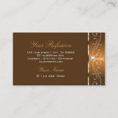 Elegant Brown Squiggles Sparkle Diamonds Ornamente Visitekaartje (Achterkant)