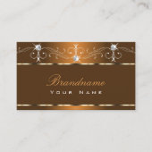 Elegant Brown Squiggles Sparkle Diamonds Ornamente Visitekaartje (Voorkant)