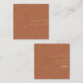 Elegant Brown Suede Leather Texture Professional Vierkante Visitekaartje (Voorkant / Achterkant)