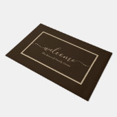 Elegant brown taupe script name welkome naam deurmat (Schuin)