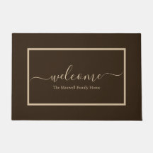 Elegant brown taupe script name welkome naam