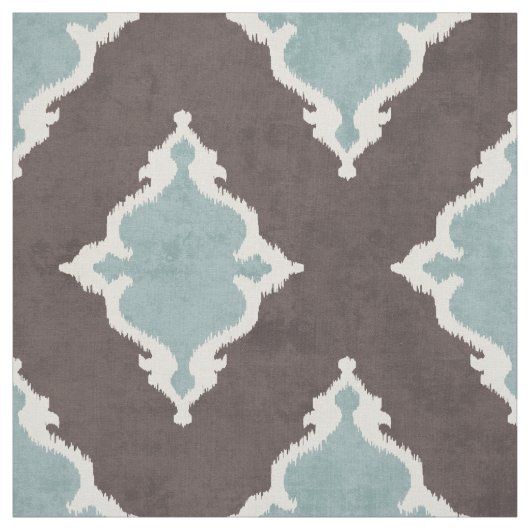 elegant brown turquoise damask ikat tribal stof (Swatch)