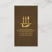 Elegant Brown Tuxedo Serving Bord Cutlery Visitekaartje (Achterkant)