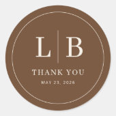 Elegant Brown Typographic Thank You Ronde Sticker (Voorkant)