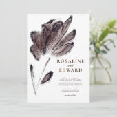 Elegant Brown Waterverf Floral Wedding Kaart (Staand voorkant)
