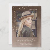 Elegant Brown Waterverf Foto Afstuderen Aankondiging (Voorkant)