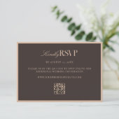 Elegant Brown Wedding RSVP Kaartje (Staand voorkant)