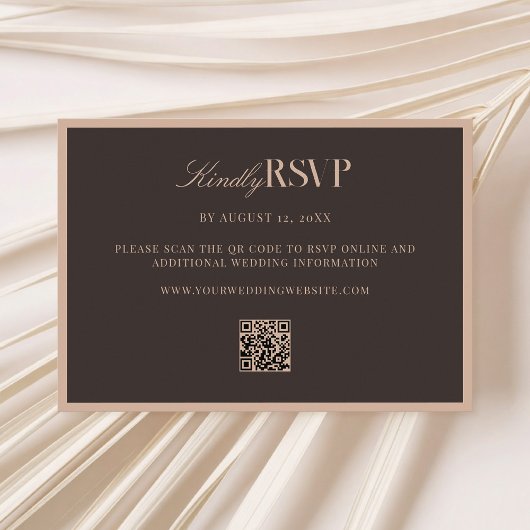 Elegant Brown Wedding RSVP Kaartje