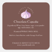 Elegant Brown Whipped Cream Bakery Ingredient Vierkante Sticker (Voorkant)
