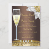 Elegant Brown White Champagne Brunch Invite Kaart (Voorkant)