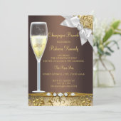 Elegant Brown White Champagne Brunch Invite Kaart (Staand voorkant)