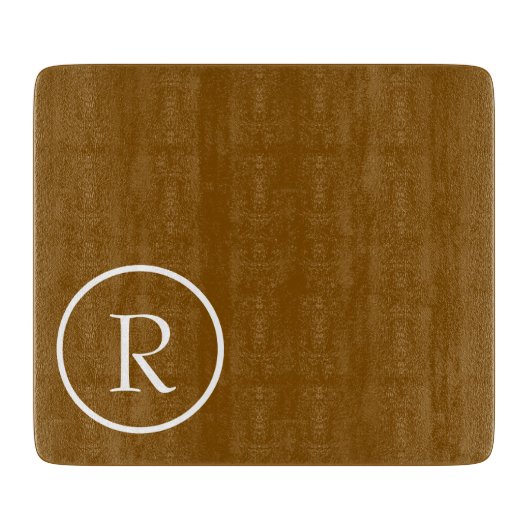 Elegant Brown  &White Monogram Cutting Board Snijplank (Voorkant)