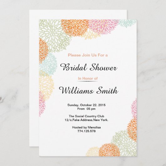 Elegant brudal doucheuitnodiging kaart (Voorkant / Achterkant)