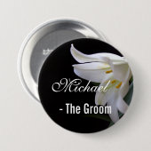Elegant,  bruid/bruidebruidsknop. ronde button 7,6 cm (Voorkant /achterkant)