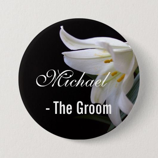 Elegant,  bruid/bruidebruidsknop. ronde button 7,6 cm (Voorkant)