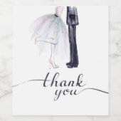 Elegant Bruid & Bruidegom Dans "Dank je" wijnlabel Wijn Etiket (Enkel label)