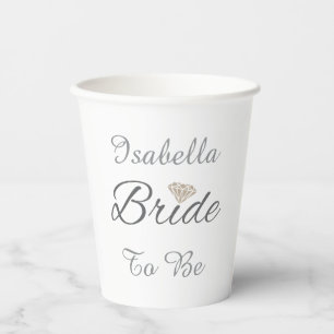 Elegant Bruid Script Diamant Accent Bruiloft Feest Papieren Bekers